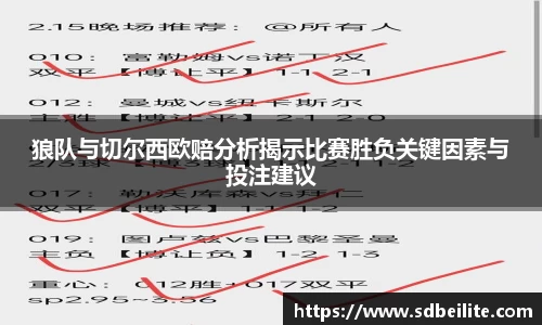 狼队与切尔西欧赔分析揭示比赛胜负关键因素与投注建议